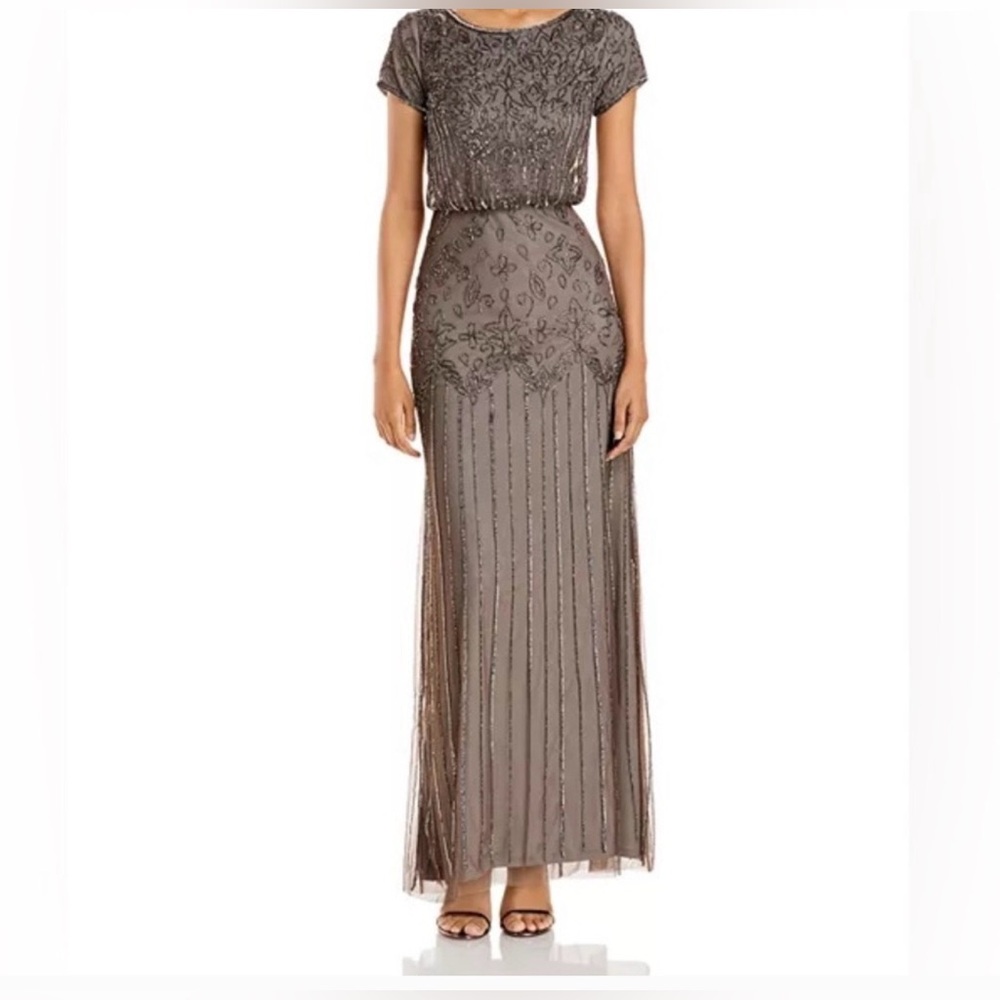 Adrianna Papell Charcoal Maxi Dress